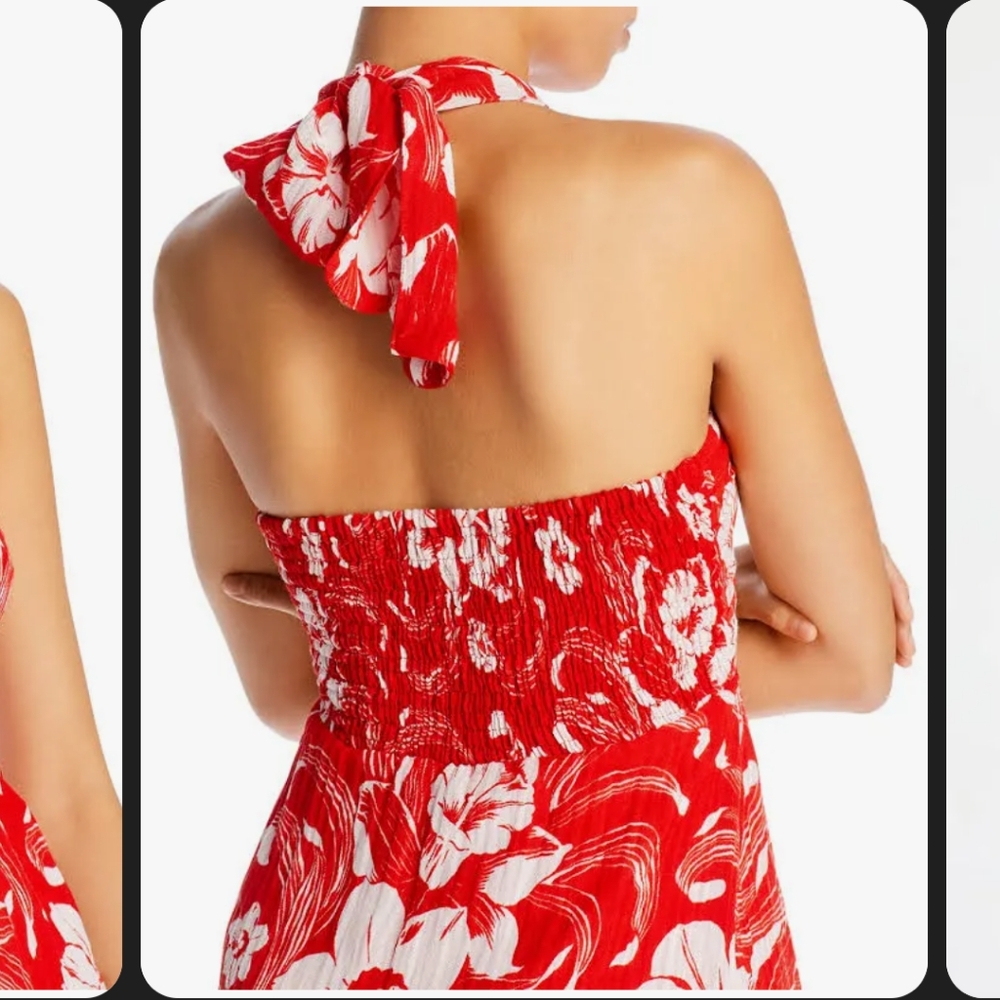 Faithfull the brand red floral halter dress 6